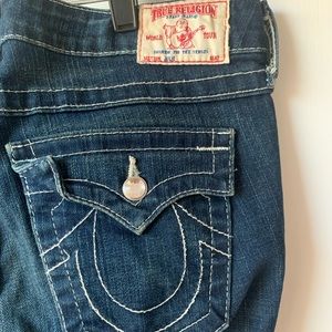 TRUE RELIGION SZ 29 MID RISE SKINNY JEANS WITH RHINESTONES